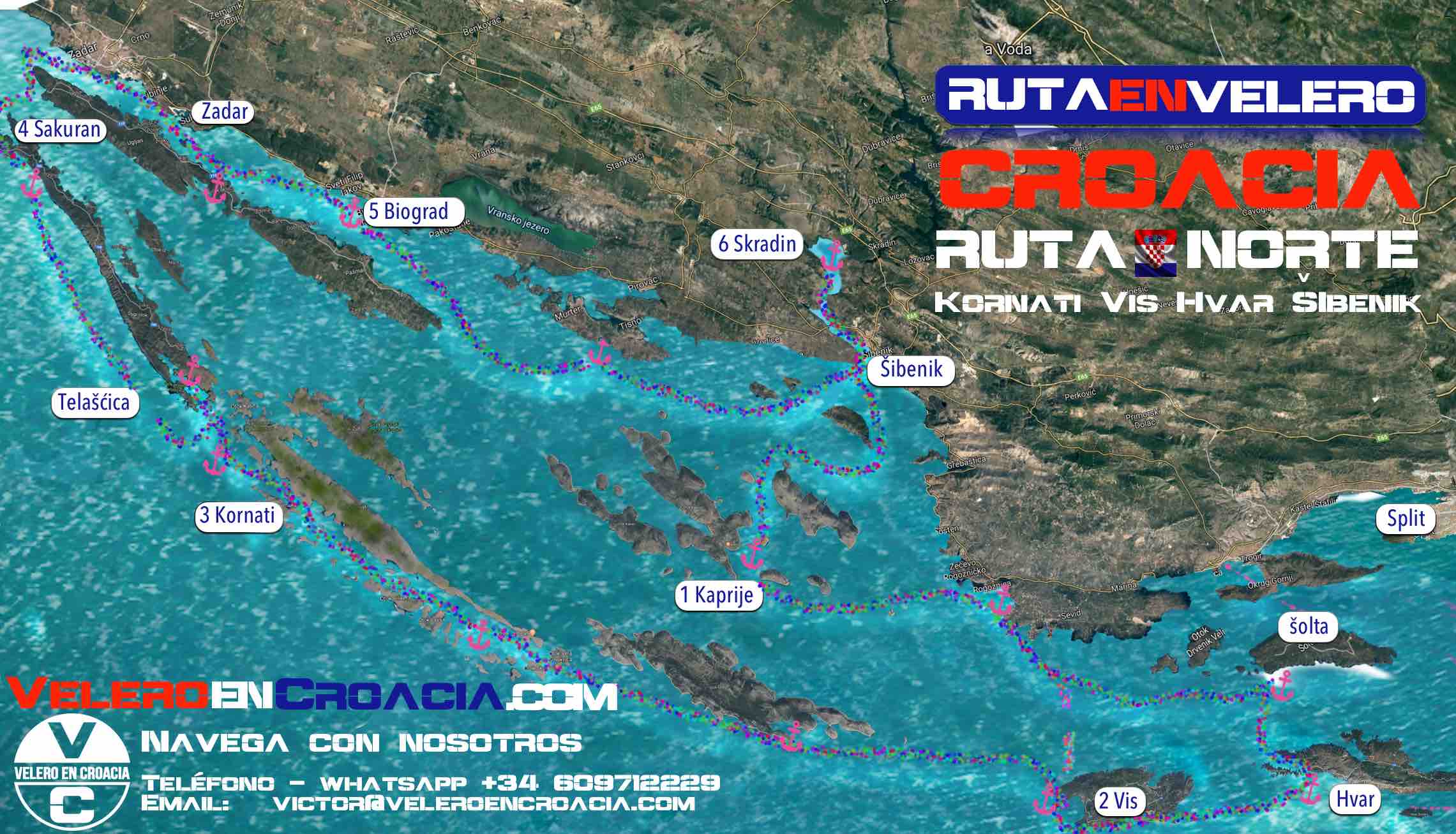 Ruta zona norte para navegar en velero por Croacia